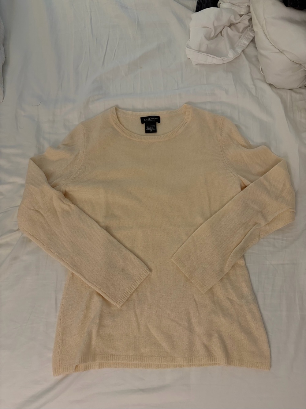 Lord & Taylor Women's Cream Crewneck Cashmere Sweater